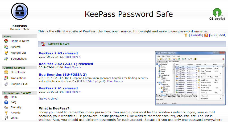 開源密碼管理軟體：KeePass