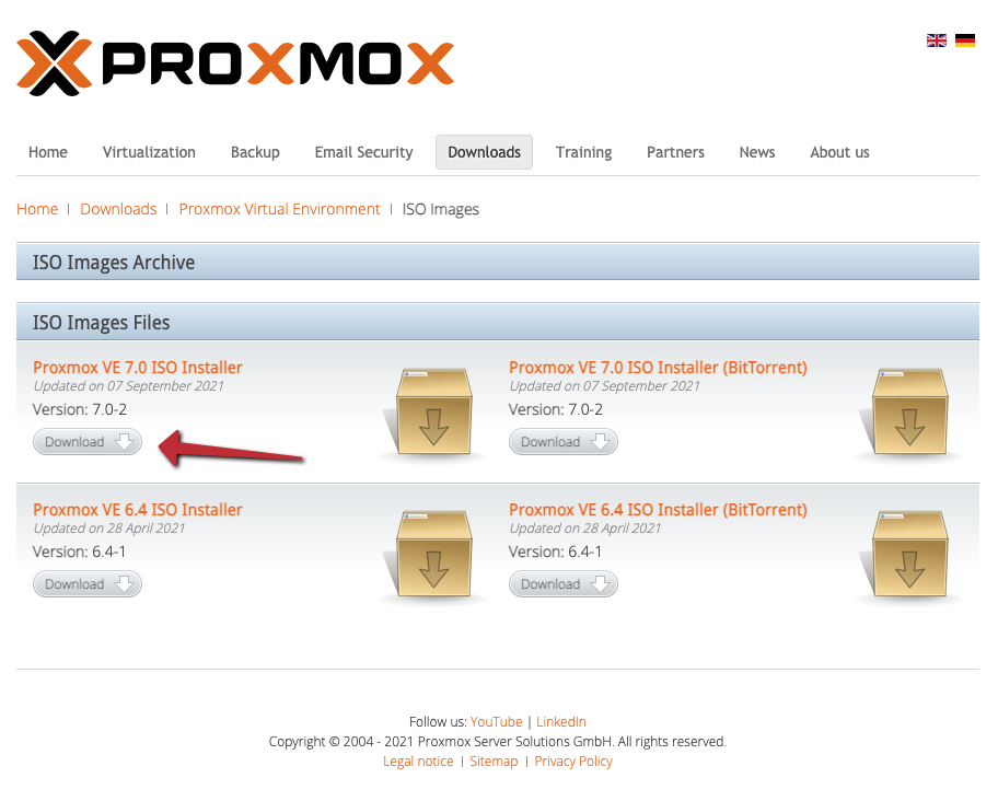 Proxmox VE 官方下載頁面