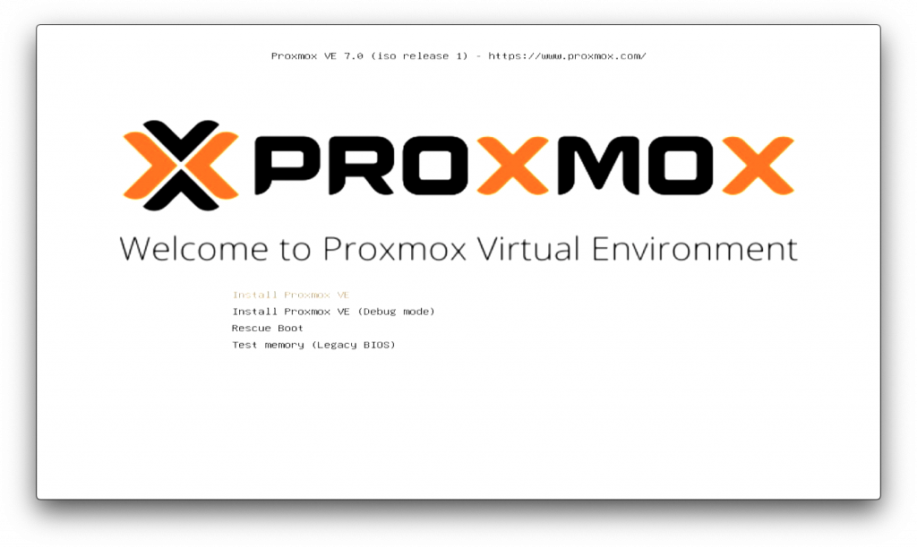 Proxmox VE 安裝程序開機選單