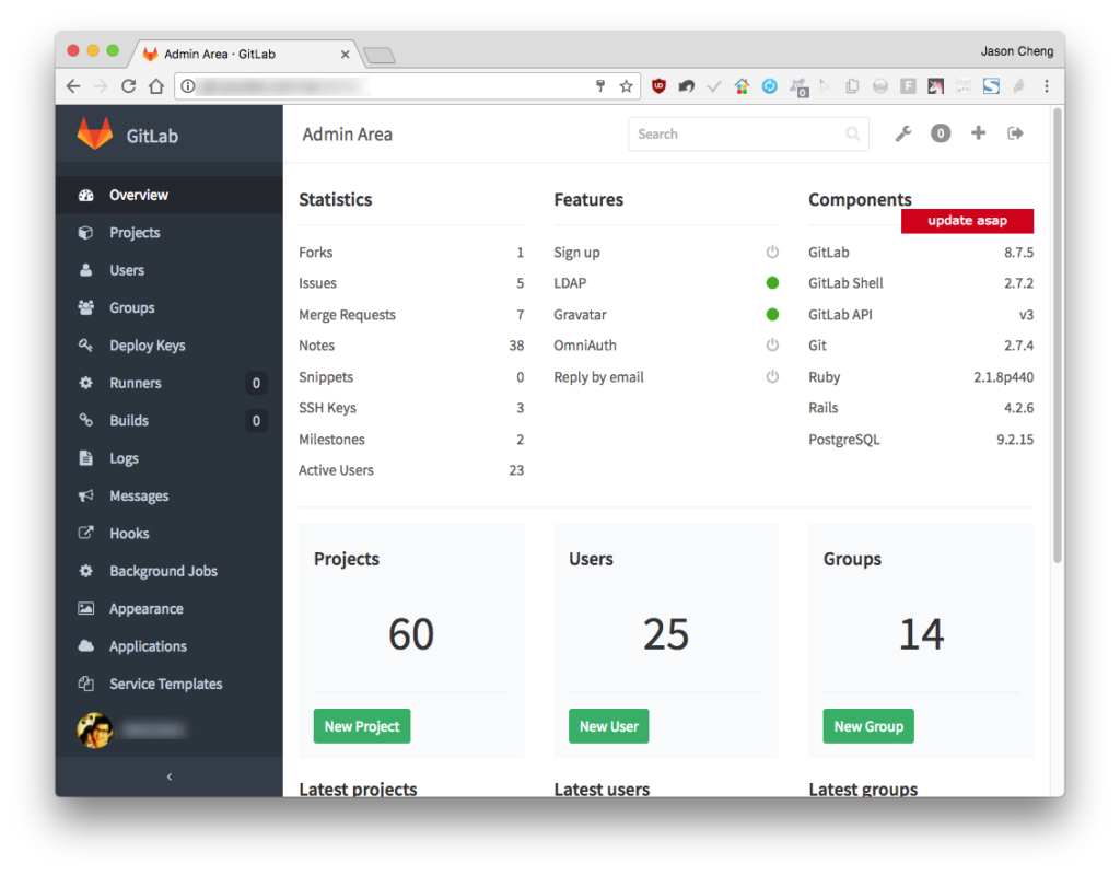 GitLab 8.x 管理介面