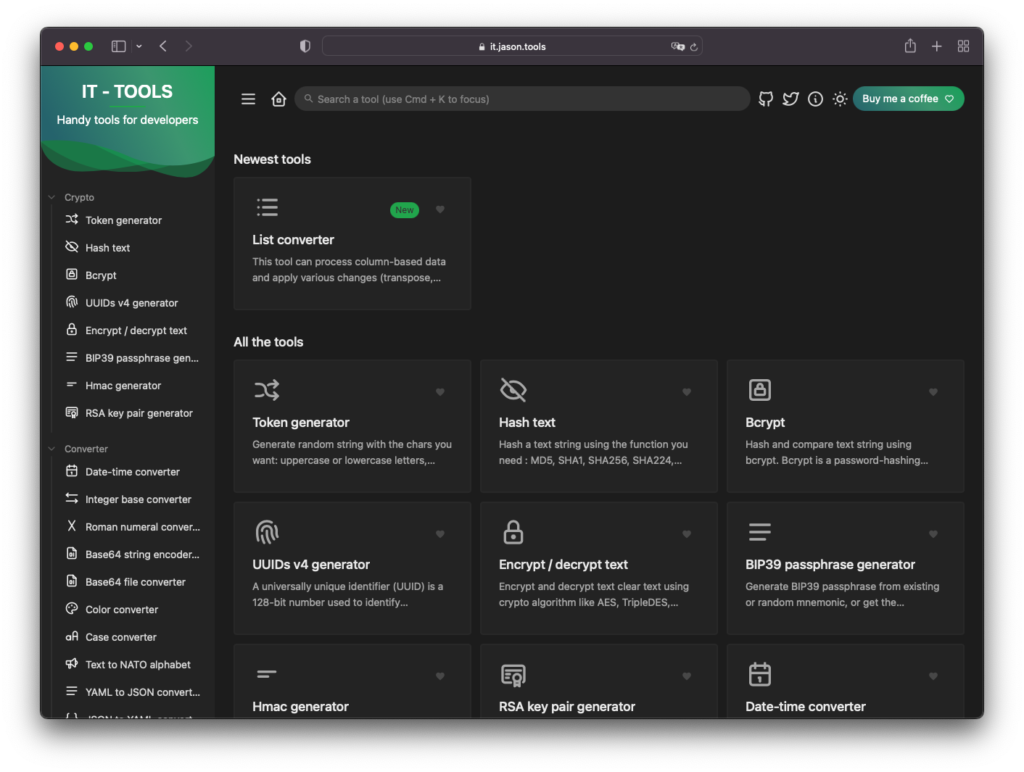 IT-Tools 資訊人員專屬的超級 IT 工具箱
