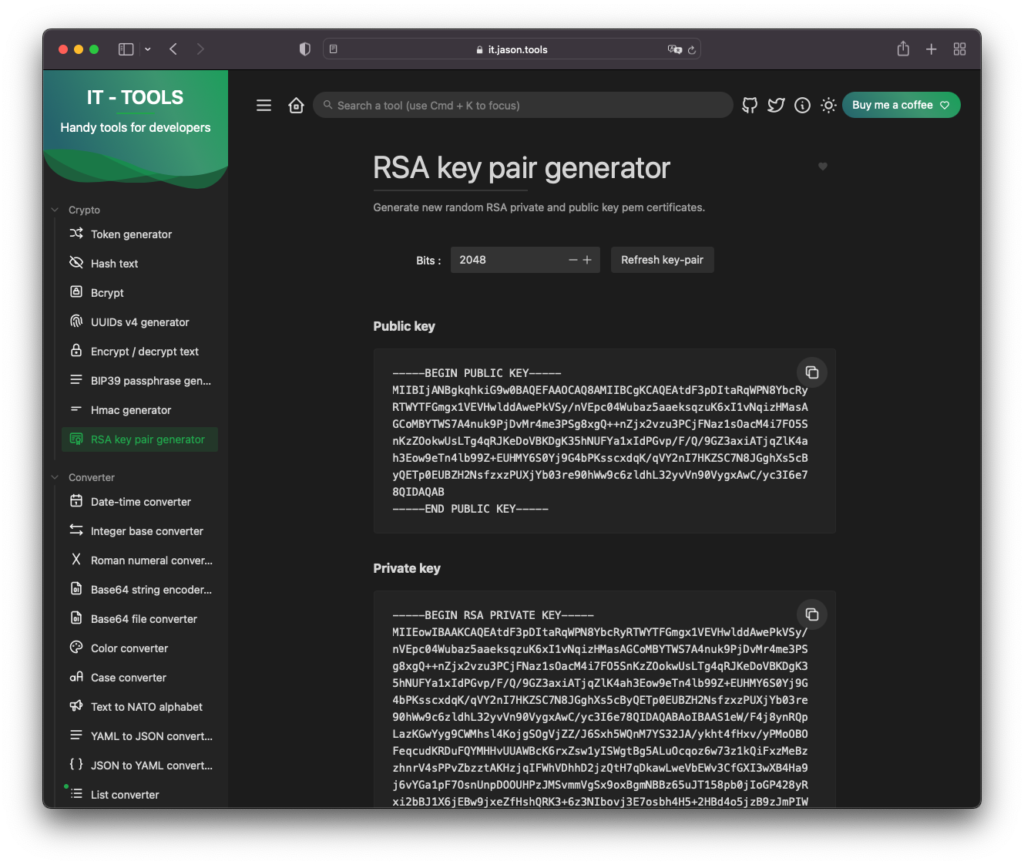 工具二：RSA 加解密金鑰組產生器 (省下輸入 openssl 指令時間)