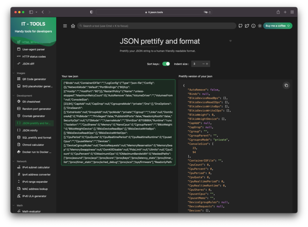 工具六：JSON 格式化與可讀性產生器 (每次收到一整坨 json 資料，沒有排版過根本無法好好閱讀)