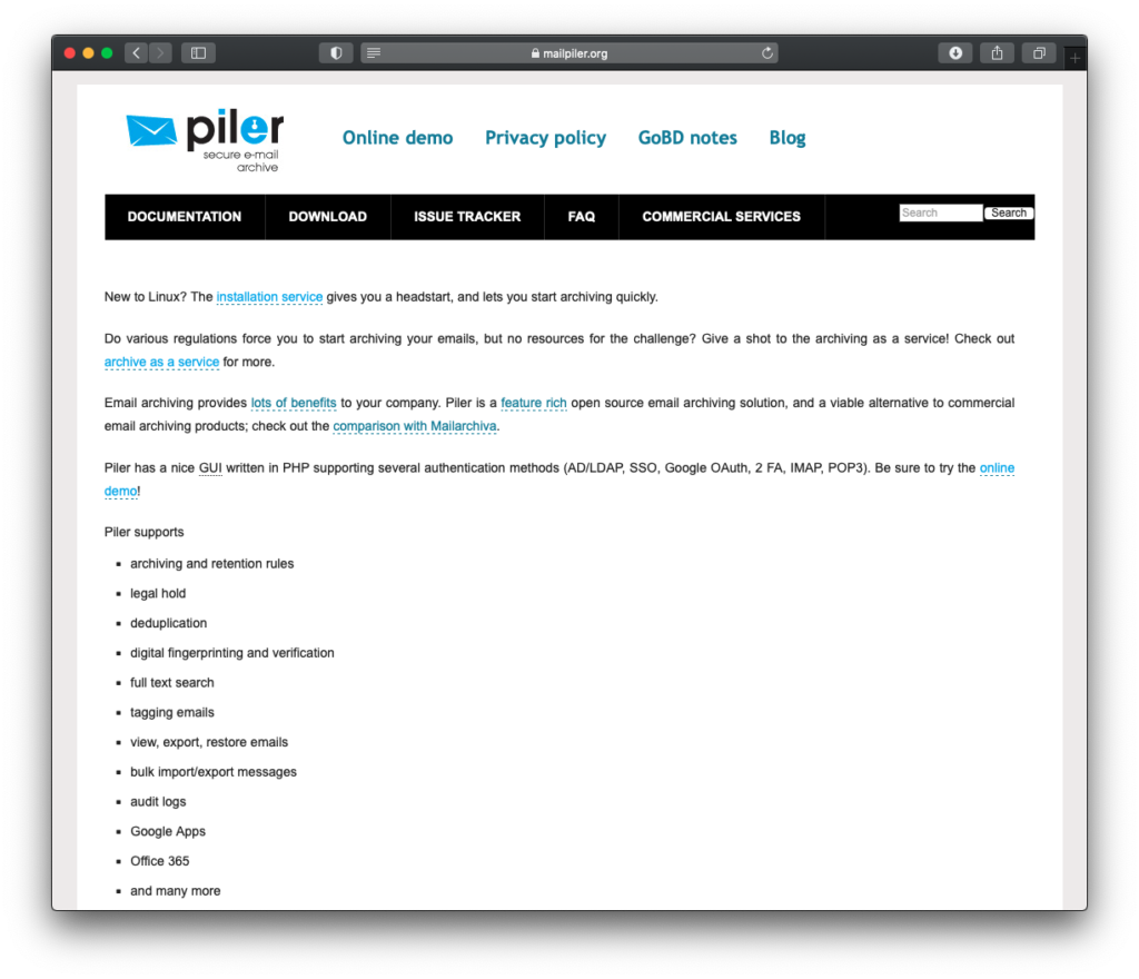 Mail Piler 官方網站
