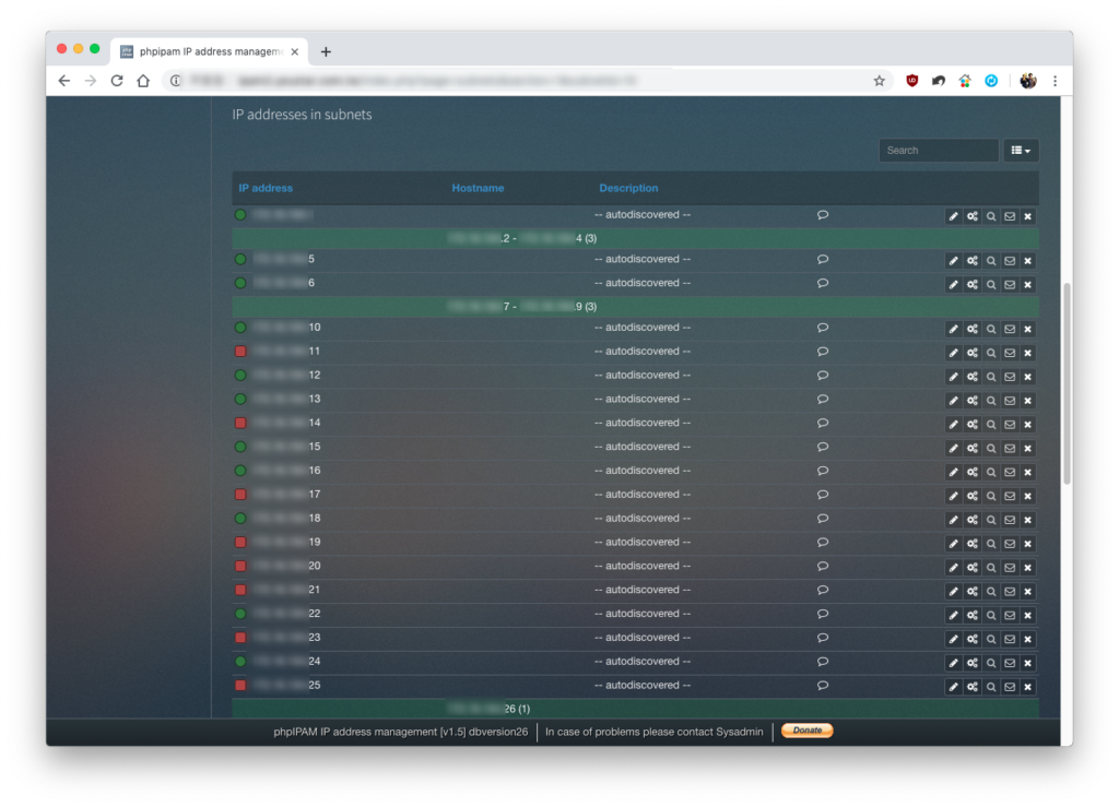 IP 列表畫面