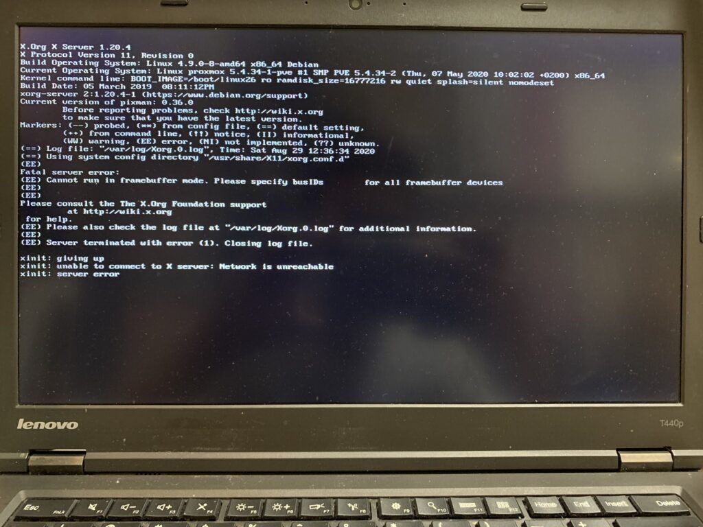 進入 X Server 發生錯誤