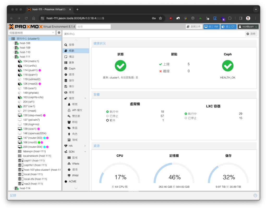 變更 Proxmox VE Node IP 的處理程序