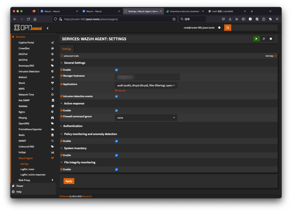 OPNsense 安裝 Wazuh Agent 外掛程式