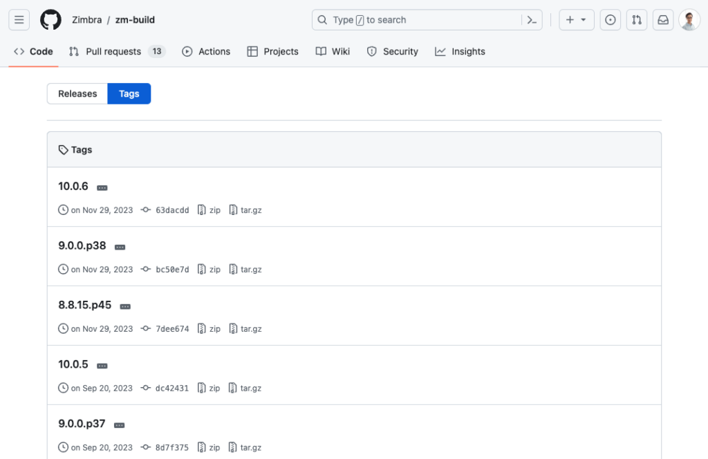 檢視 Zimbra 發行版本資訊