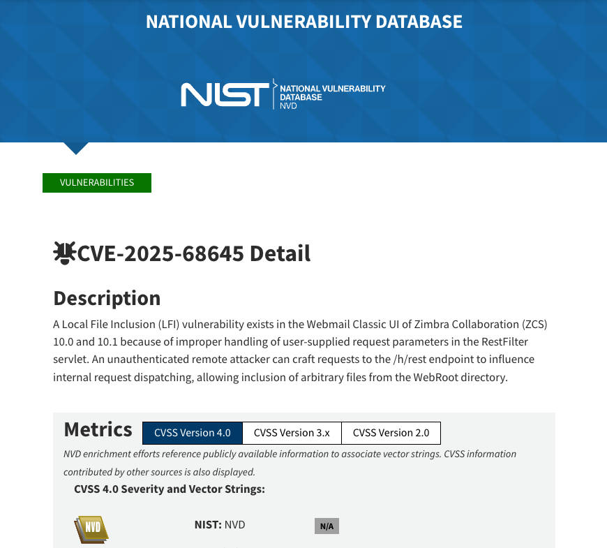 Zimbra OSE CVE-2025-68645 解決方法